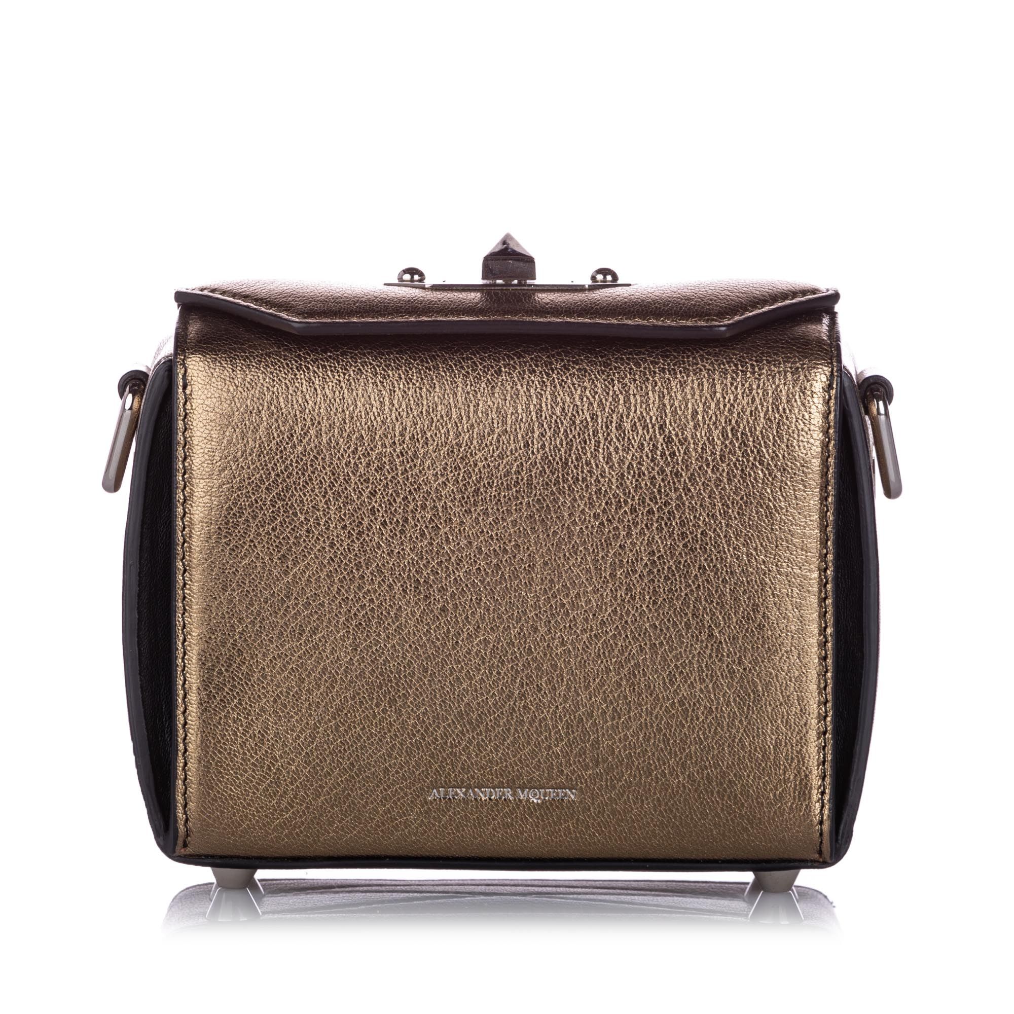 Alexander McQueen Box 16 Leather Crossbody Bag Gold